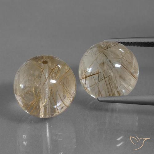 33.38ctw Natural Marrom Quente Quartzo Rutilo, Esfera / Bola, Transparente