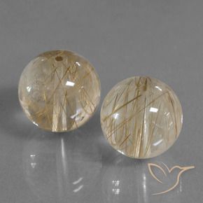 Pedras preciosas de Quartzo Rutilo Marrom Quente natural de 33.38 ct, Esfera / Bola, Transparente