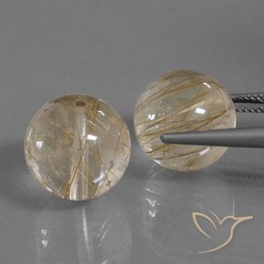 Pedras preciosas de Quartzo Rutilo Marrom Quente natural de 33.38 ct, Esfera / Bola, Transparente
