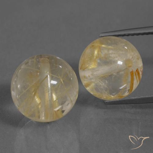 19.32ctw Natural Amarelo dourado Quartzo Rutilo, Esfera / Bola, Transparente