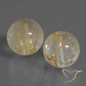 Pedras preciosas de Quartzo Rutilo Amarelo dourado natural de 19.32 ct, Esfera / Bola, Transparente