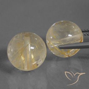 Pedras preciosas de Quartzo Rutilo Amarelo dourado natural de 19.32 ct, Esfera / Bola, Transparente