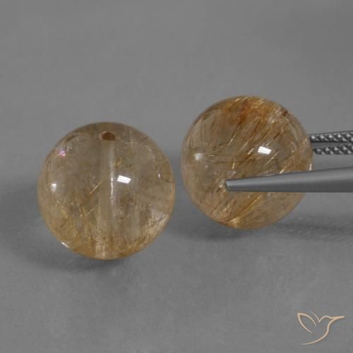 Pedras preciosas de Quartzo Rutilo Castanho muito claro natural de 28.98 ct, Esfera / Bola, Transparente