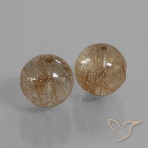 Pedras preciosas de Quartzo Rutilo Marrom Quente natural de 23.69 ct, Esfera / Bola, Transparente