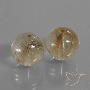 Pedras preciosas de Quartzo Rutilo Castanho Tawny Muito Claro natural de 20.78 ct, Esfera / Bola, Transparente