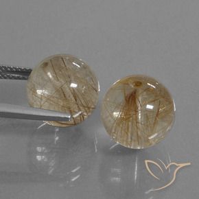 Pedras preciosas de Quartzo Rutilo Castanho Tawny Muito Claro natural de 20.78 ct, Esfera / Bola, Transparente