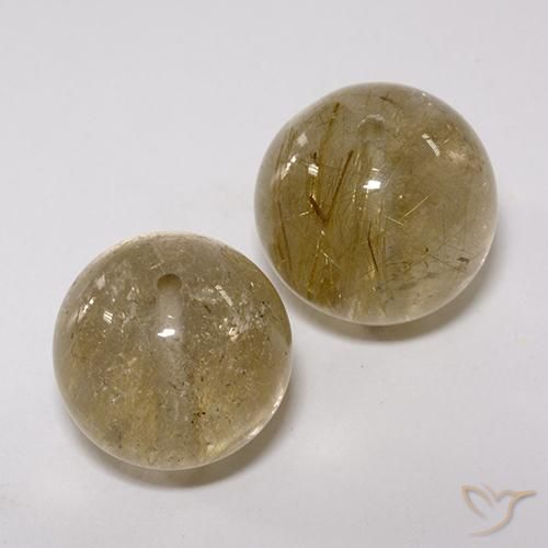 Pedras preciosas de Quartzo Rutilo Castanho Dourado Muito Claro natural de 27.60 ct, Esfera / Bola, Transparente