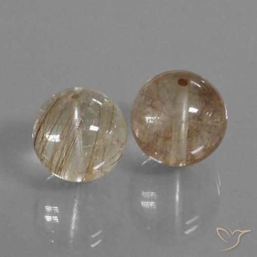 Pedras preciosas de Quartzo Rutilo Marrom Quente natural de 32.87 ct, Esfera / Bola, Transparente