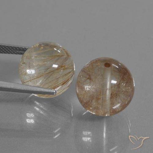 Pedras preciosas de Quartzo Rutilo Marrom Quente natural de 32.87 ct, Esfera / Bola, Transparente