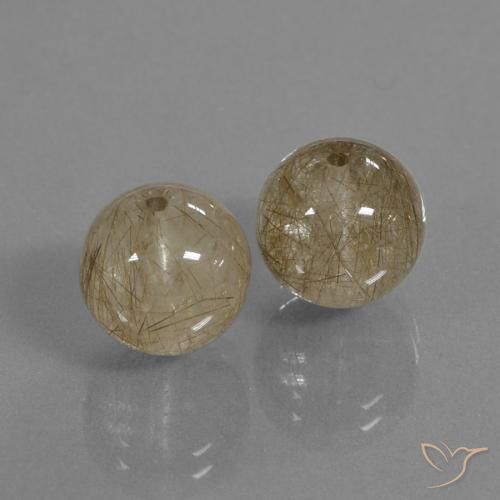 Pedras preciosas de Quartzo Rutilo Marrom claro natural de 15.89 ct, Esfera / Bola, Transparente