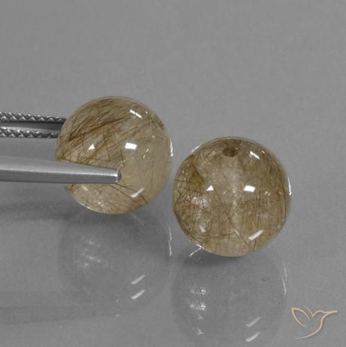 Pedras preciosas de Quartzo Rutilo Marrom claro natural de 15.89 ct, Esfera / Bola, Transparente