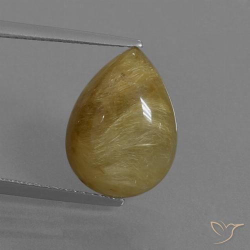 6.05ct Natural Castanho Dourado Muito Claro Quartzo Rutilo, Formato de pêra, Translúcido