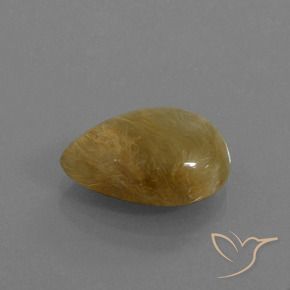 Quartzo Rutilo Castanho Dourado Muito Claro Natural 6.05ct, Formato de pêra, Translúcido