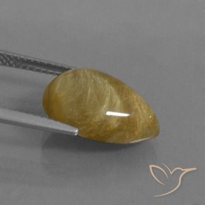 Quartzo Rutilo Castanho Dourado Muito Claro Natural 6.05ct, Formato de pêra, Translúcido