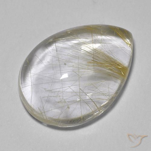 6.04ct Natural Luz amarela Quartzo Rutilo, Formato de pêra, Transparente