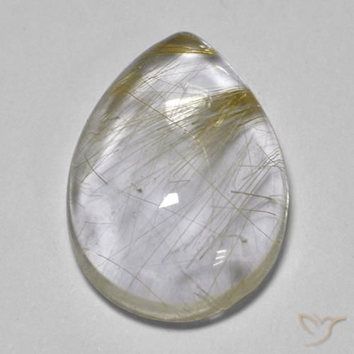 Quartzo Rutilo Luz amarela Natural 6.04ct, Formato de pêra, Transparente