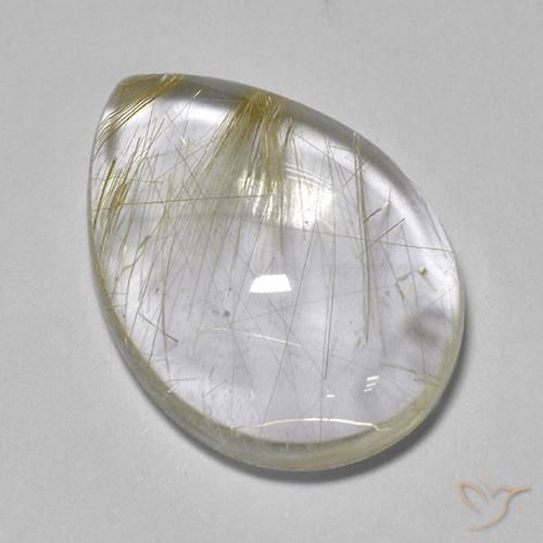 Quartzo Rutilo Luz amarela Natural 6.04ct, Formato de pêra, Transparente