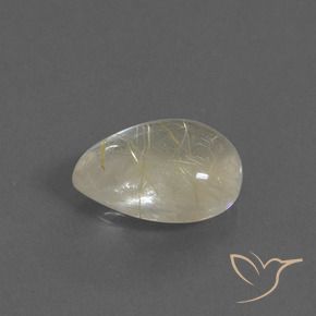 Quartzo Rutilo Amarelo Terroso Natural 7.05ct, Formato de pêra, Transparente