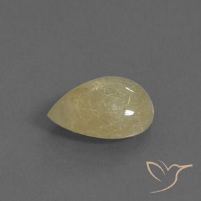 Quartzo Rutilo Amarelo Terroso Claro Natural 5.78ct, Formato de pêra, Transparente