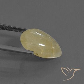 Quartzo Rutilo Amarelo Terroso Claro Natural 5.78ct, Formato de pêra, Transparente