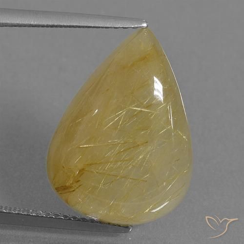 10.55ct Natural Amarelo dourado Quartzo Rutilo, Formato de pêra, Translúcido