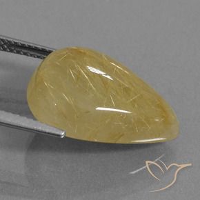 Quartzo Rutilo Amarelo dourado Natural 10.55ct, Formato de pêra, Translúcido