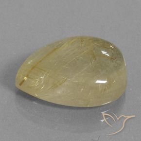 Quartzo Rutilo Castanho Dourado Muito Claro Natural 14.46ct, Formato de pêra, Transparente