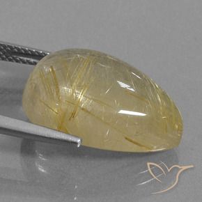 Quartzo Rutilo Castanho Dourado Muito Claro Natural 14.46ct, Formato de pêra, Transparente