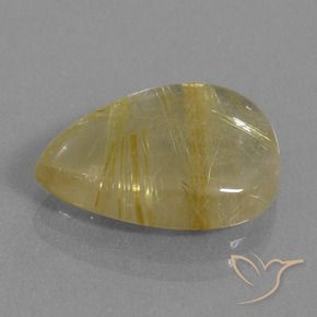 Quartzo Rutilo Castanho Dourado Muito Claro Natural 10.78ct, Formato de pêra, Transparente