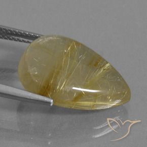 Quartzo Rutilo Castanho Dourado Muito Claro Natural 10.78ct, Formato de pêra, Transparente