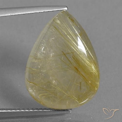 13.63ct Natural Amarelo dourado Quartzo Rutilo, Formato de pêra, Transparente