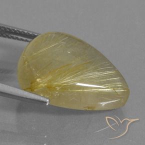 Quartzo Rutilo Amarelo dourado Natural 13.63ct, Formato de pêra, Transparente