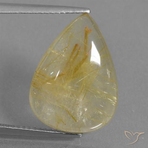 9.59ct Natural Amarelo dourado Quartzo Rutilo, Formato de pêra, Transparente