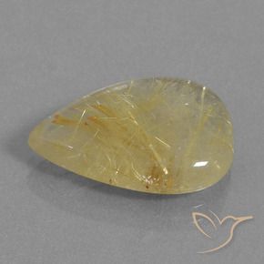 Quartzo Rutilo Amarelo dourado Natural 9.59ct, Formato de pêra, Transparente