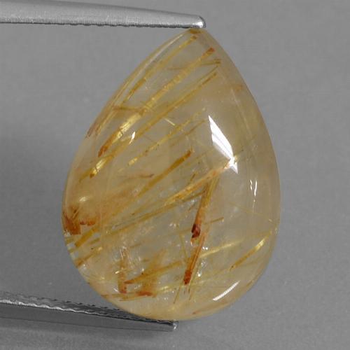 Quartzo Rutilo ouro médio Natural 15.00ct, Formato de pêra, Transparente