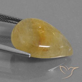 Quartzo Rutilo ouro médio Natural 11.51ct, Formato de pêra, Translúcido