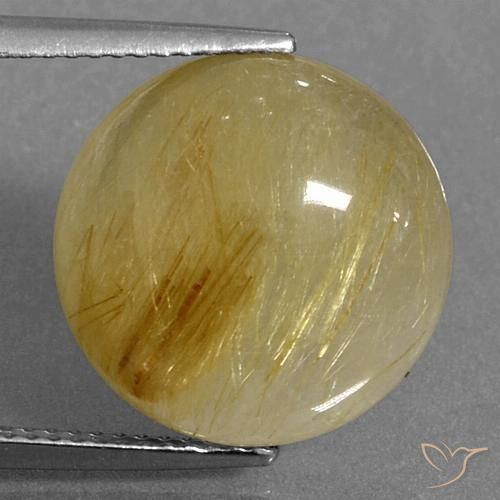10.27ct Natural ouro amarelado Quartzo Rutilo, Redondo, Translúcido