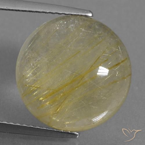 10.86ct Natural Luz amarela Quartzo Rutilo, Redondo, Transparente
