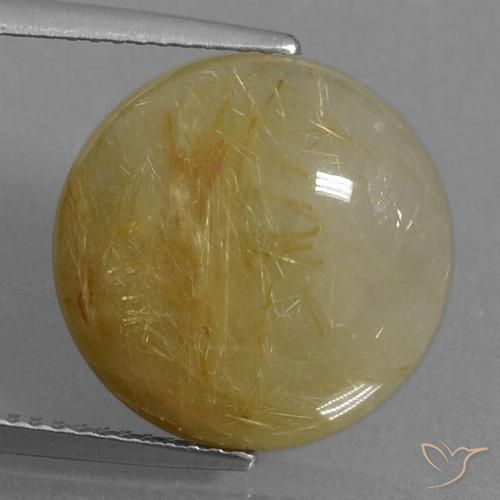 8.58ct Natural Castanho Dourado Muito Claro Quartzo Rutilo, Redondo, Translúcido