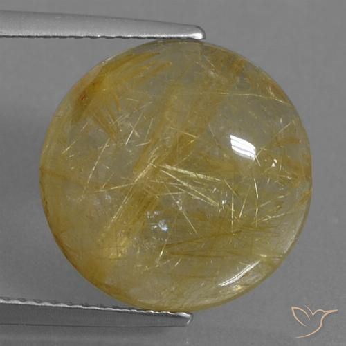 9.34ct Natural Castanho Dourado Muito Claro Quartzo Rutilo, Redondo, Transparente