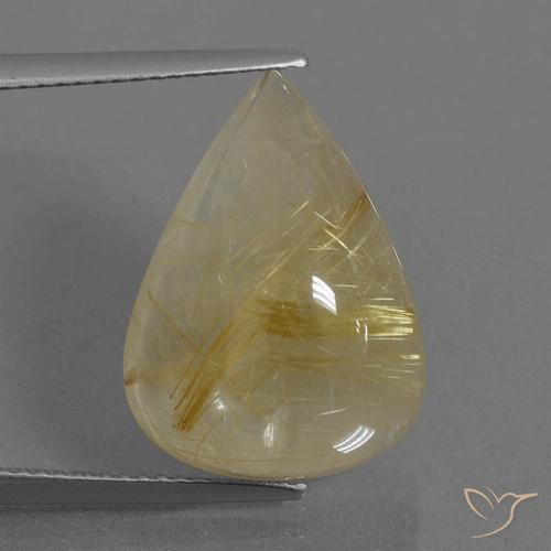 14.96ct Natural ouro brilhante Quartzo Rutilo, Formato de pêra, Transparente