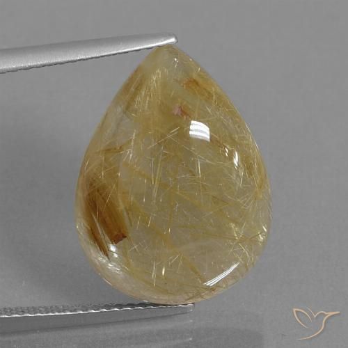 12.99ct Natural ouro médio Quartzo Rutilo, Formato de pêra, Transparente