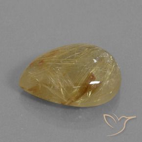 Quartzo Rutilo ouro médio Natural 12.99ct, Formato de pêra, Transparente