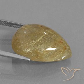 Quartzo Rutilo ouro médio Natural 12.99ct, Formato de pêra, Transparente