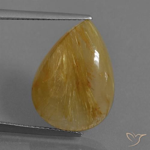 10.93ct Natural Amarelo dourado Quartzo Rutilo, Formato de pêra, Translúcido