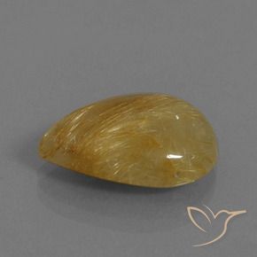 Quartzo Rutilo Amarelo dourado Natural 10.93ct, Formato de pêra, Translúcido