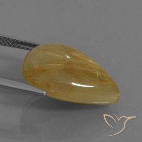 Quartzo Rutilo Amarelo dourado Natural 10.93ct, Formato de pêra, Translúcido