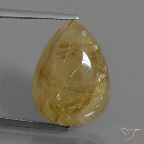 14.43ct Natural Castanho Dourado Muito Claro Quartzo Rutilo, Formato de pêra, Translúcido