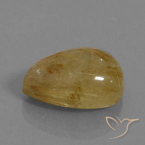 Quartzo Rutilo Castanho Dourado Muito Claro Natural 14.43ct, Formato de pêra, Translúcido