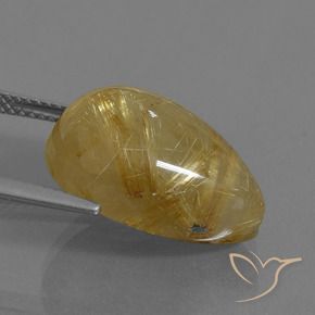 Quartzo Rutilo Castanho Dourado Muito Claro Natural 14.43ct, Formato de pêra, Translúcido